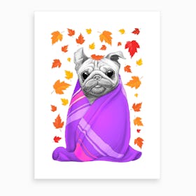 Autumn Pug Art Print