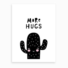 Scandi More Hugs Cactus Art Print