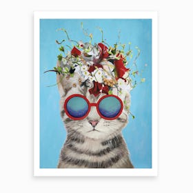 Flower Power Cat Art Print