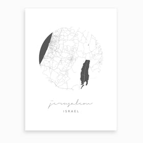 Jerusalem Israel Circle Map Art Print
