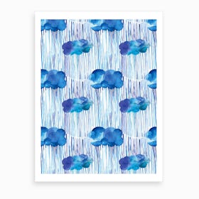 Raining Clouds Blue Art Print