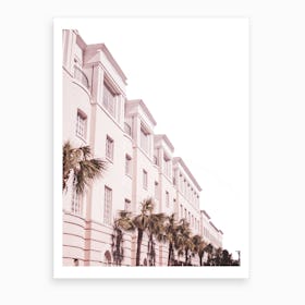 Pink And Palm Building Art Print