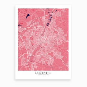 Leicester Pink Purple Map Art Print