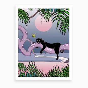 The Panther And The Butterfly Art Print