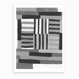 Painted Color Block Grid In Black And White Art Print