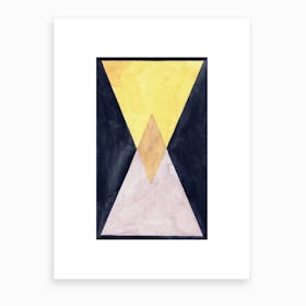 Pink And Gold Triangles Art Print