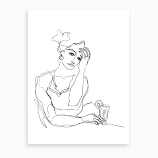 Girl With A Cocktail Art Print