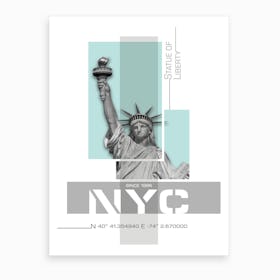 Poster Art Nyc Statue Of Liberty Turquoise Art Print