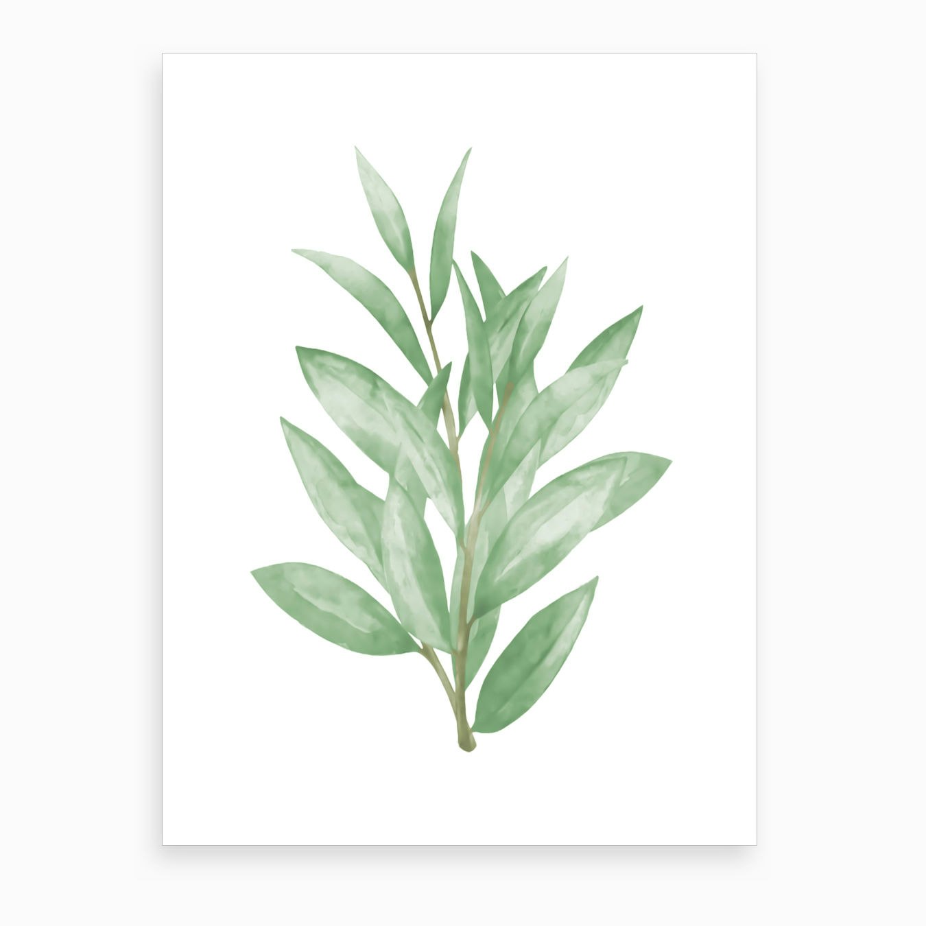 Watercolor Green Leaves Art Print By Hecetu - Fy