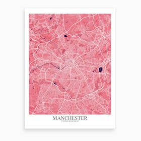 Manchester Pink Purple Map Art Print