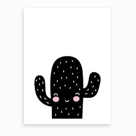 Black Cactus Art Print