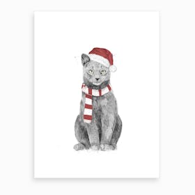 Xmas Cat Art Print