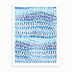 Artsy Strokes Stripes Colorful Blue Art Print