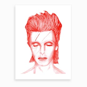 Red Bowie Art Print
