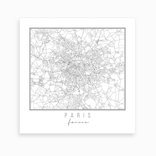 Paris France Street Map Art Print