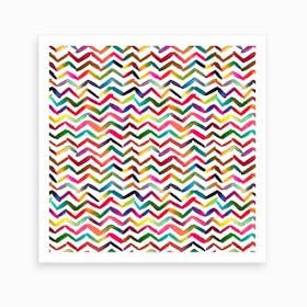 Chevron Stripes Multicolored Square Art Print