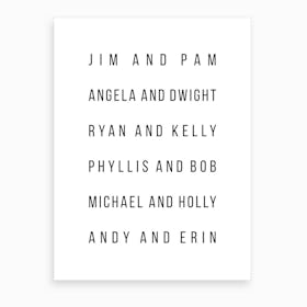 The Office Couples List Art Print