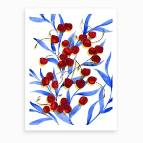 Cherries On The Table Art Print