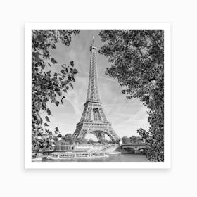 Idyllic River Seine With Eiffel Tower Art Print