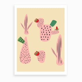Mid Mod Cactus Beige Art Print
