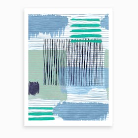 Abstract Striped Geo Green Art Print