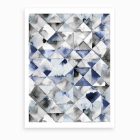 Moody Triangles Cold Blue Art Print