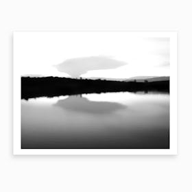 Lake Reflection Bw Art Print