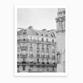 Paris Notre Dame Cafe Black And White Art Print