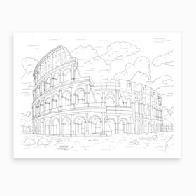 Colosseum In Rome Line Art Print