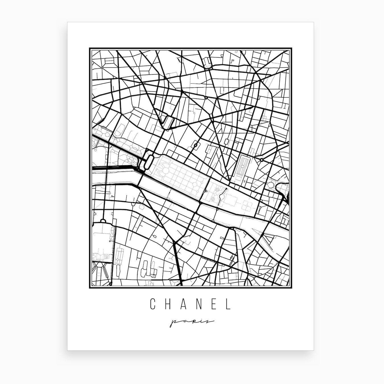 Chanel Paris Street Map Art Print By Typologie Paper Co Fy Chanel Paris Street Map Art Print By Typologie Paper Co Fy