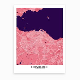 Edinburgh Pink Purple Map Art Print