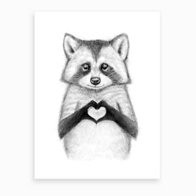 Raccoon With Heart Art Print