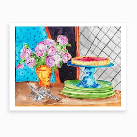 Flowers And Pie Art Print