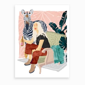 Zebra Hangout Art Print