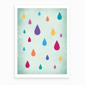 Rainbow Raindrops Nursery Art Print