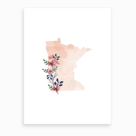 Minnesota Watercolor Floral State Art Print