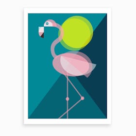 Mid Century Geometric Flamingo Art Print