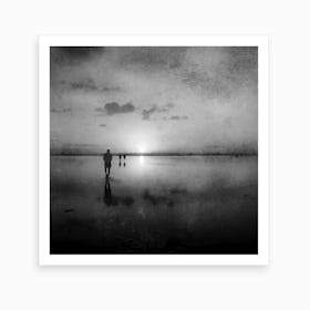 African Sunset Black And White Art Print