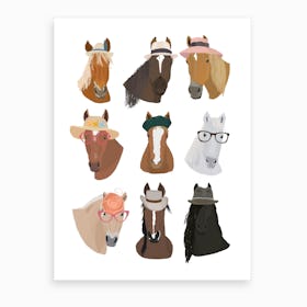 Horses In Hats Art Print