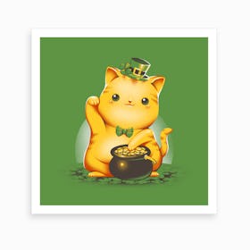Irish Lucky Cat Art Print