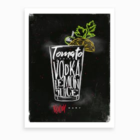 Bloody Mary Chalk Cocktail Art Print