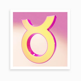 Zodiac Pink And Yellow Sign Taurus Art Print