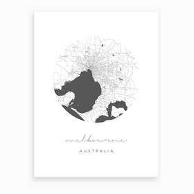 Melbourne Australia Circle Map Art Print