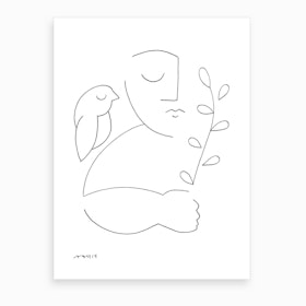 Peaceful Bird Line Art Print