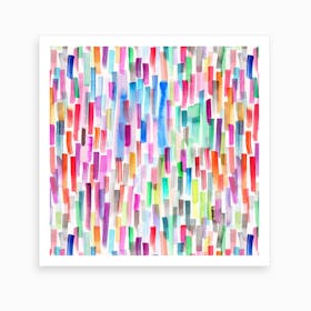 Colorful Brushstrokes Multicolored Square Art Print