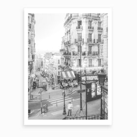 Paris Montmatre Black And White Art Print