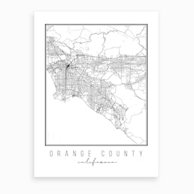 Orange County California Street Map Art Print