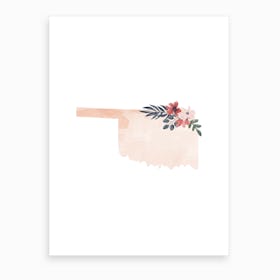 Oklahoma Watercolor Floral State Art Print