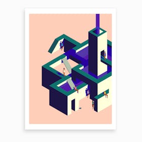 Impossible Architecture Blush And Green Art Print
