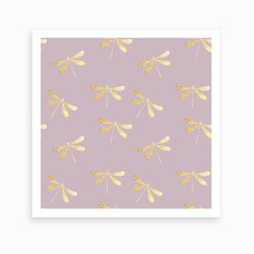 Purple Dragonfly Pattern Art Print